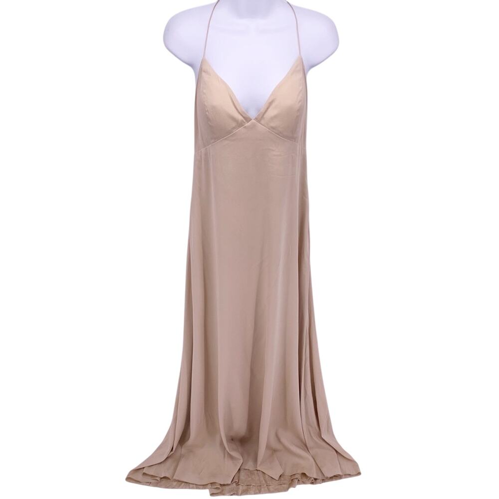 Watters Design Light Tan Maxi Bridesmaid Dress Size 10